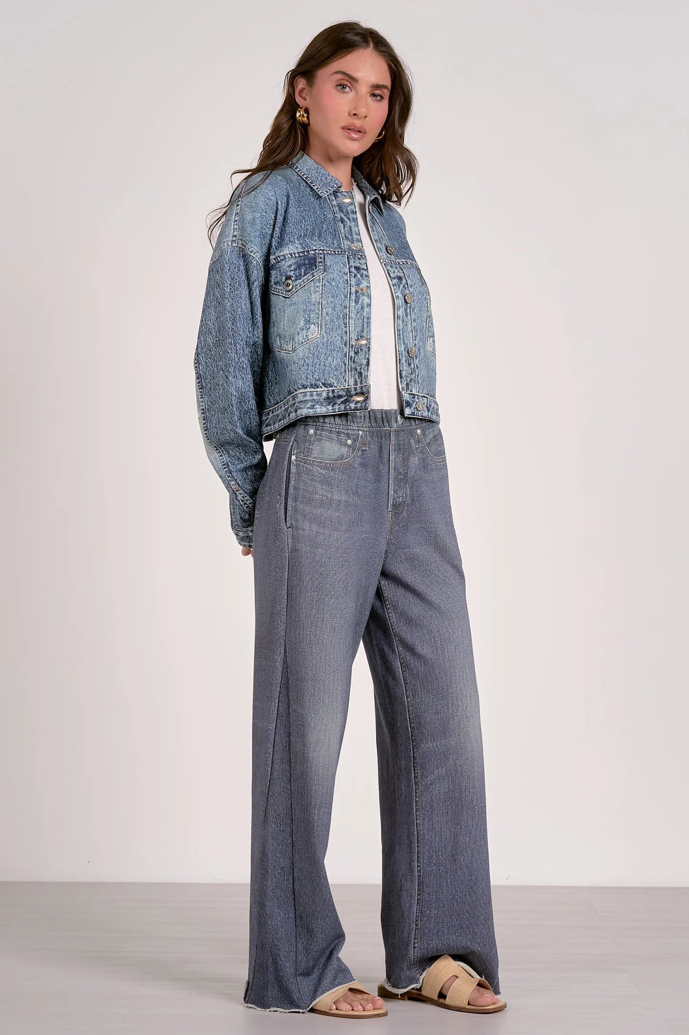 juliana denim cropped jacket in denim side view