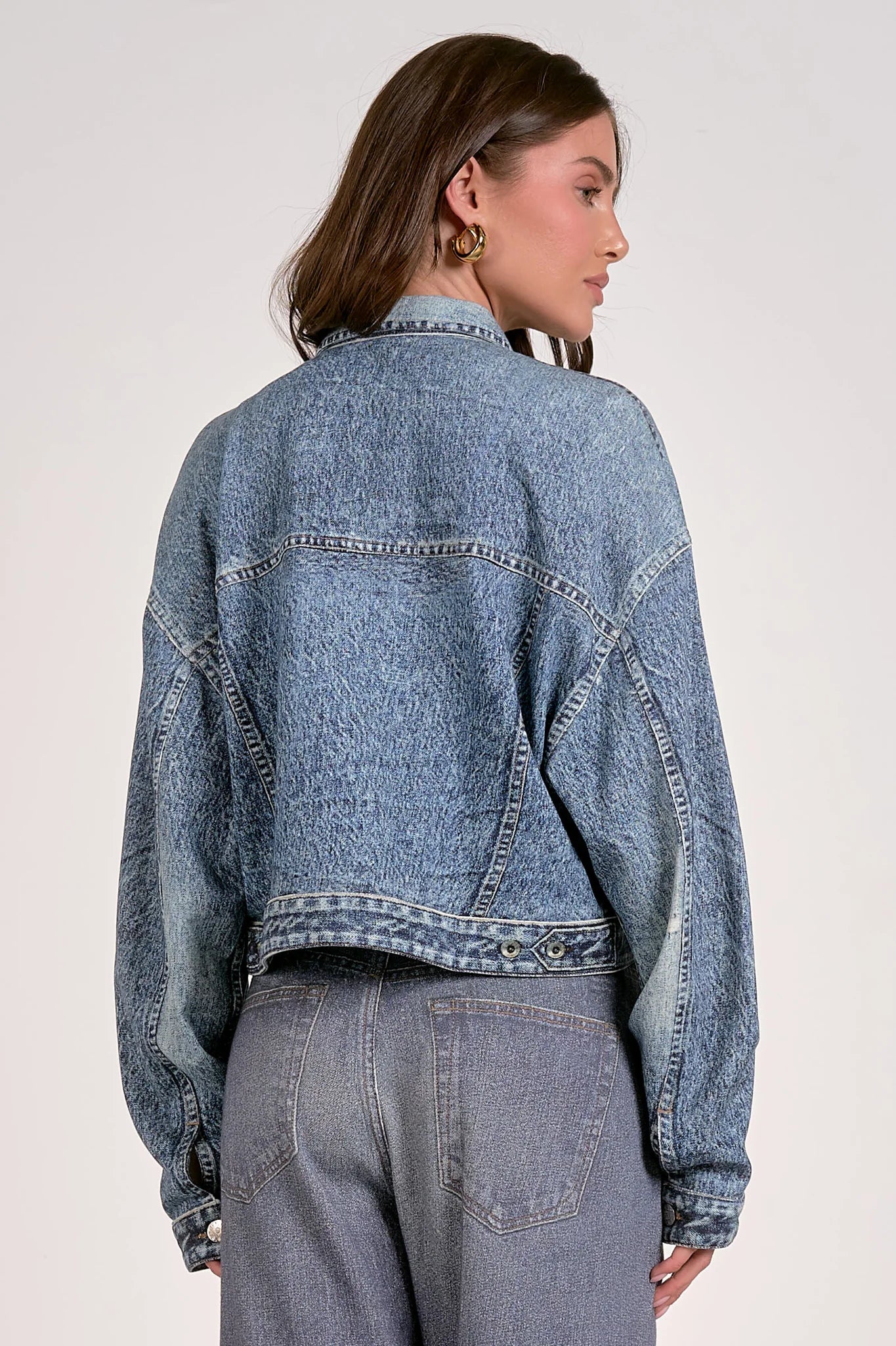 juliana denim cropped jacket in denim back view