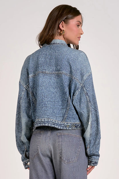 juliana denim cropped jacket in denim back view