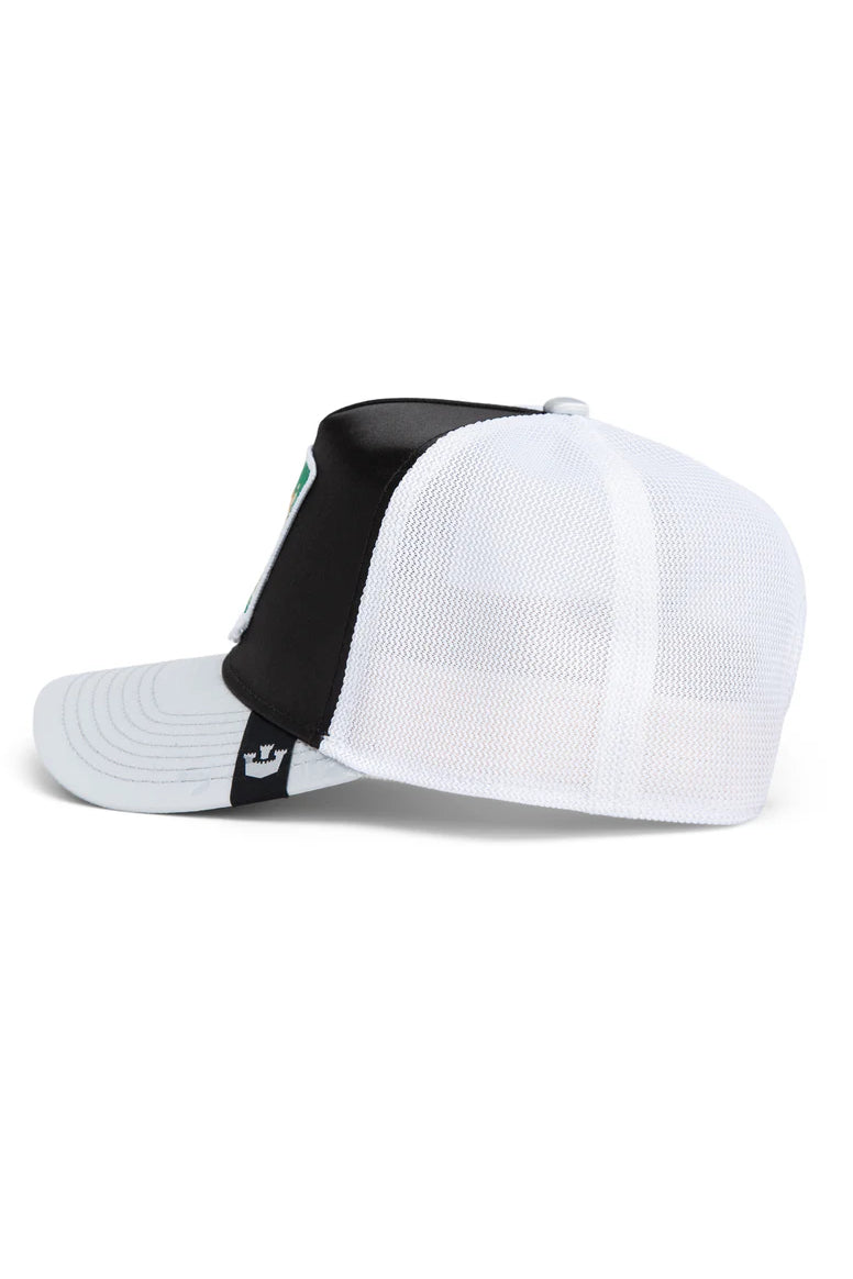 the get blown trucker hat in black side view