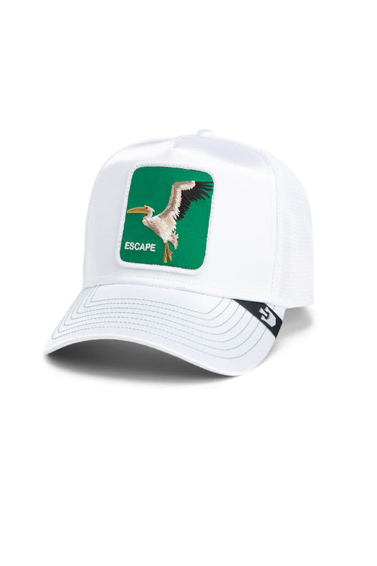 the not into yoga trucker in white front view