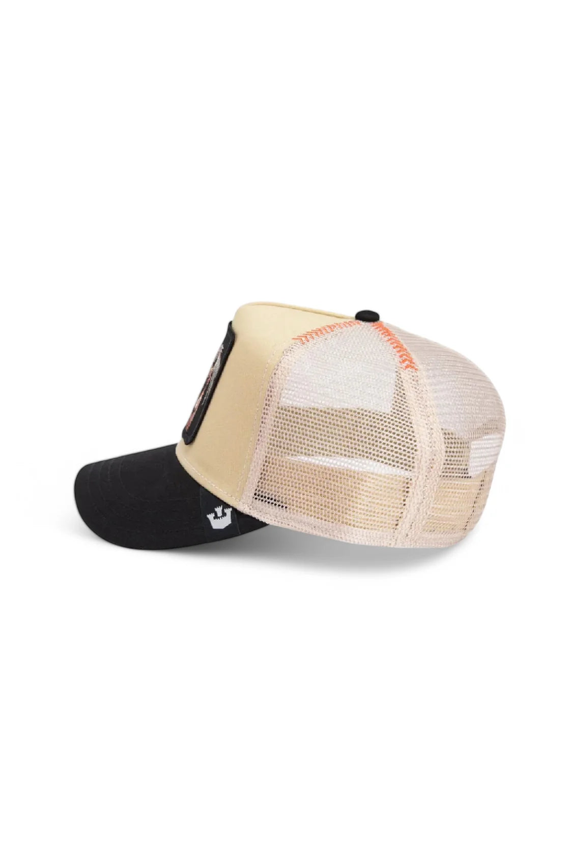The slick seal trucker in beige side view