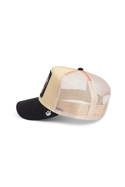 The slick seal trucker in beige side view