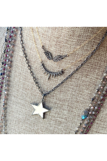 diamond wings necklace in gold and silver style view